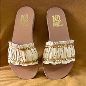 Ancient Greek Sandals Women's Cream Slide Sandals